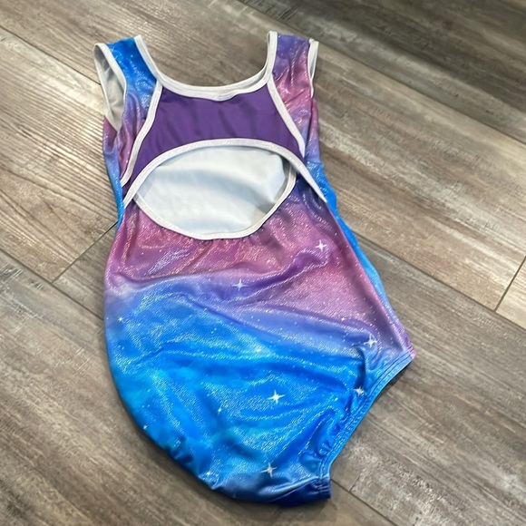 Gymnastics ombré purple and blue Leotard Child Large - Picture 8 of 10